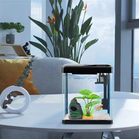 img 2 attached to 🐠 Self-Cleaning Glass Betta Fish Tank - 2 Gallon Small Aquarium Starter Kit for Desktop Room Decor with LED Light Decorations & Whisper Filters Water Pump