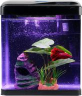 🐠 self-cleaning glass betta fish tank - 2 gallon small aquarium starter kit for desktop room decor with led light decorations & whisper filters water pump logo