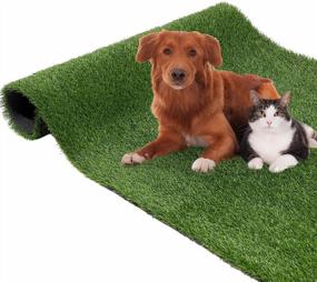 img 4 attached to SHACOS Artificial Grass Pad For Large Dogs 3X5 High Pile 1.2" Thick Reusable Dog Training Pads Fake Turf With Drainage Holes Potty Training Yard Patio Balcony
