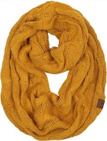 img 2 attached to Cable Knit Infinity Scarf Winter Warm Ribbed Matching Beanies Funky Junque