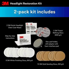 img 1 attached to 🔦 2-Pack 3M Heavy Duty Headlight Restoration Kit - Easy Car Headlight Restoration System, Cleaner and Restorer for Heavy Duty Headlights - Compatible with Household Drills