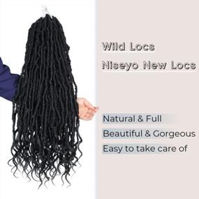 img 3 attached to Niseyo Wild Locs 30 Inch Distressed New Faux Locs With Curly Ends 8 Packs Distressed Goddess Locs Crochet Hair30 In Long Soft Butterfly Loc Pre-Looped Deep Wavy End (Handmade, 1B)