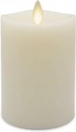 luminara led flameless pillar candle, unscented moving flame real wax remote ready ivory (3" x 4.5"), melted edge - matchless candle co logo