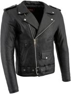 classic police style black leather motorcycle jacket for men - milwaukee leather lkm1781 'the legend' логотип