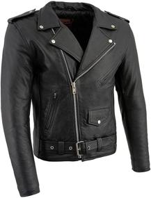 img 4 attached to Classic Police Style Black Leather Motorcycle Jacket for Men - Milwaukee Leather LKM1781 'The Legend'