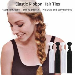img 1 attached to 200Pcs Black & White Elastic Hair Ties For Women - Fabric Cotton Knotted Ponytail Holders With No-Dent Knots - Bulk Ribbon Hair Bands - Hair Accessories For All Occasions - 79Style