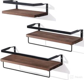 img 3 attached to 🛁 Premium Pre-Assembled Rustic Floating Shelves with Towel Bars - Multipurpose Wall Mounted Storage for Bathroom, Kitchen, Bedroom, Office, Over Toilet - Brown