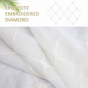 img 1 attached to Elegant Embroidered Sheer Curtains - Top Finel White Diamond Grommet Window Curtains For Perfect Living Room Or Bedroom Decor (2 Panels, 84 Inches Long)