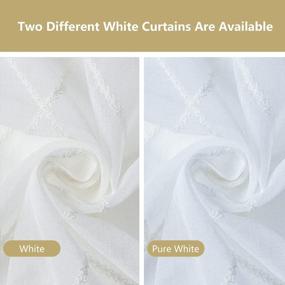 img 2 attached to Elegant Embroidered Sheer Curtains - Top Finel White Diamond Grommet Window Curtains For Perfect Living Room Or Bedroom Decor (2 Panels, 84 Inches Long)