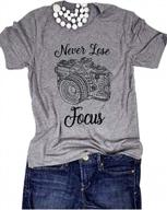 cute camera graphic women's t-shirt top with o-neck and short sleeves: stay focused and stylish logo