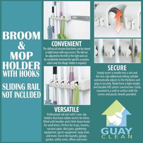 img 2 attached to Heavy Duty Wall Mounted Shelf System: Guay Clean Broom And Mop Holder - Home Storage Utility Rack - Strong Grip Hangers With Foldable Hooks - Garden Tool Organizer - Fixed