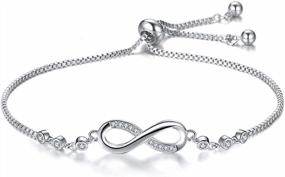 img 4 attached to ASHMITA Infinity Bracelet For Women - Adjustable Silver Everyday Jewelry With Fashionable Style