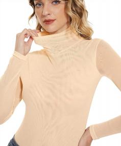 img 3 attached to Chic And Sensual: Anbenser Women'S Sheer Turtleneck Top - Perfect For Casual And Dressy Outfits