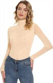 img 4 attached to Chic And Sensual: Anbenser Women'S Sheer Turtleneck Top - Perfect For Casual And Dressy Outfits