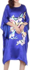 img 1 attached to Женская свободная ночная рубашка Pamor с китайским цветочным принтом бабочки и павлина, ночная рубашка