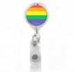 usa-made rainbow flag retractable badge reel with belt clip and 36-inch long cord for standard duty use - by buttonsmith logo