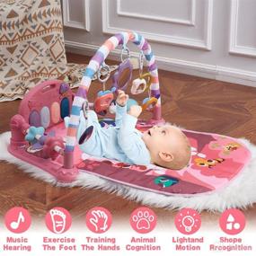 img 2 attached to 👶 PWTAO Baby Play Mat: Enhance Baby's Development with Kick and Play Piano Gym Mat - Perfect Gift for Newborns and Infants 0-12 Months