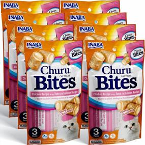img 4 attached to Grain-Free INABA Churu Bites For Cats - Soft And Chewy Chicken Wrapped Cat Treats With Vitamin E, 0.35 Ounces Each Tube, 24 Tubes Total (3 Packs) - Tuna With Salmon Recipe