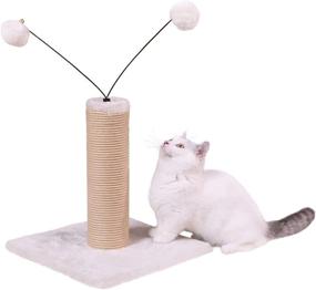 img 4 attached to 🐾 Lahas Kitten Scratching Post, Paper Rope Covered Scratching Posts and Pads with Two Play Balls Toy, Cute Modern Design - 23" Height, Ideal Scratcher Furniture Supplies for Indoor Kittens and Small Cats