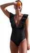 👙 stylish sporlike v-neck ruffle monokini: a flattering one piece swimsuit option for women logo