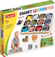 quercetti smart puzzle farm: two-sided magnetic puzzle set with 13 farm animal shapes for kids logo