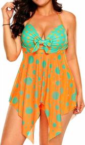 img 2 attached to Halter Patchwork Printed Tankini Set For Trendy Women'S Swimwear