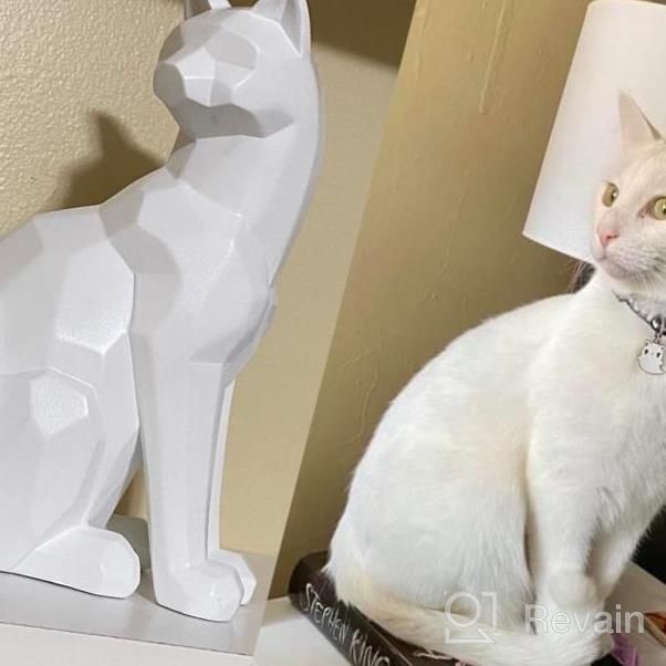img 1 attached to Geometric Modern White Cat Sculpture - Torre & Tagus Carved Angle Sitting Statue For Home And Office Decor On Table, Shelf, Desk, Entryway Or Mantle - Ideal Figurine For Pet And Animal Lovers, 9" H review by Braxton Jackson