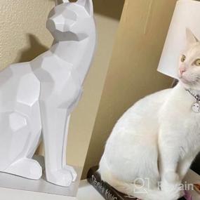img 5 attached to Geometric Modern White Cat Sculpture - Torre & Tagus Carved Angle Sitting Statue For Home And Office Decor On Table, Shelf, Desk, Entryway Or Mantle - Ideal Figurine For Pet And Animal Lovers, 9" H