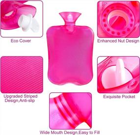 img 3 attached to 2 PCS Jeopace Upgraded Hot Water Bottles With Knitted Cover & Transparent 2 Liter Capacity - Safe And Reliable!