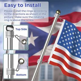 img 2 attached to YARKOR Flag Pole Rings 2 Pcs, Aluminum Alloy 0.75-1.02 Inch Flag Pole Clip, 360 Degree Rotating Tangle Free Flagpole Flag Mounting Rings Spinning Flag Pole Kit With Carabiner