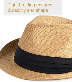 img 3 attached to Оставайтесь стильными и защищенными от солнца с FURTALK Fedora Straw Sun Hat - UPF 50+