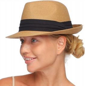 img 4 attached to Оставайтесь стильными и защищенными от солнца с FURTALK Fedora Straw Sun Hat - UPF 50+