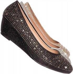 img 4 attached to Women'S Low Wedge Pump With Rhinestone Embellishment - Aquapillar Dress Shoes