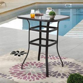 img 4 attached to Outdoor Elegance: PatioFestival Black Bistro Table With Glass Top - Ideal For High Top Dining