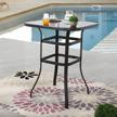 outdoor elegance: patiofestival black bistro table with glass top - ideal for high top dining logo
