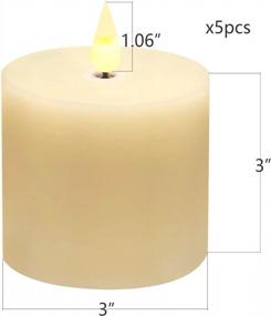 img 3 attached to Smtyle Ivory Flat Top 5-Inch Christmas Pillar Candles With Flickering LED Lights, Remote Control, Timer, And Fake Moving Flame Wick - Ideal For Fireplace, Candelabra, Desk, And Home Decor