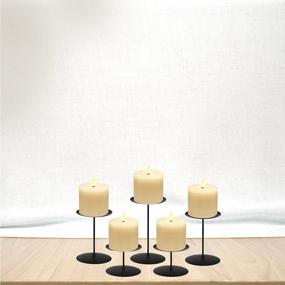 img 1 attached to Smtyle Ivory Flat Top 5-Inch Christmas Pillar Candles With Flickering LED Lights, Remote Control, Timer, And Fake Moving Flame Wick - Ideal For Fireplace, Candelabra, Desk, And Home Decor