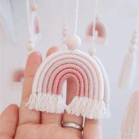 img 3 attached to 🌈 Neutral Boho Rainbow Nursery Mobile for Baby Crib - Decorative Macrame Rainbow Mobile for Girls' Room - Kids Room and Nursery Decor