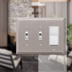 img 2 attached to Upgrade Your Home Decor With AMERELLE 163TTRBN Century Double Toggle/Single Rocker Wallplate In Brushed Nickel