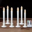 6-pack celebrationlight battery-operated taper candles with remote and timers - flameless led flickering ivory candles and holders for window decoration logo