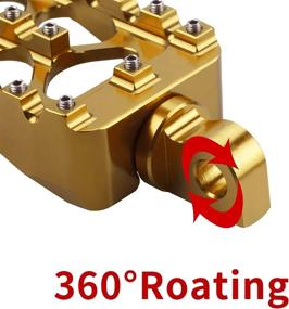 img 1 attached to 🏍️ Gold CNC Wide Footpegs for Harley Dyna Sportster Fatboy Iron 883 - 360° Rotating MX Bobber & Chopper Style, Motorcycle Footpegs