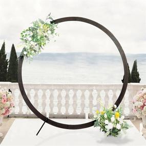 img 4 attached to Rustic Wedding Arch Backdrop Stand: Efavormart'S 7.4Ft Dark Brown Wood DIY Round Photo Background Stand