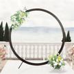 rustic wedding arch backdrop stand: efavormart's 7.4ft dark brown wood diy round photo background stand logo