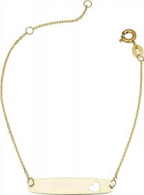 img 4 attached to KoolJewelry 14K Yellow Gold High Polish Figaro Baby ID Bracelet (5.5 Inches Long)