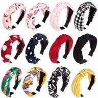 cubaco 12 pack knotted headbands for women womens headbands for women cute top knot turban headband fashion boho headband bowknot bows elastic wide headwrap head band elastic hair accessories for women's hair логотип