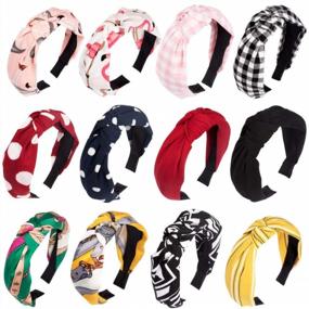 img 4 attached to Cubaco 12 Pack Knotted Headbands For Women Womens Headbands For Women Cute Top Knot Turban Headband Fashion Boho Headband Bowknot Bows Elastic Wide Headwrap Head Band Elastic Hair Accessories For Women'S Hair