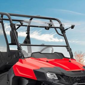 img 4 attached to Kemimoto UTV Windshield Compatible With Pioneer 700-4 2014-2023 - 3-In-1 Flip Design, Scratch Resistant Windshield