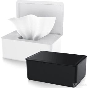 img 4 attached to 👶 Baby Wipe Dispenser Case Set of 2 - Wet Wipes Storage Box with Lids | Dustproof Container for Fresh Wipes | Ideal for Home and Office Use (Black & White)
