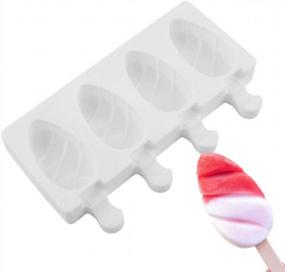 img 4 attached to Create Your Own Fun And Tasty Treats With Homankit'S 4-Cavity Mini Oval Ice Pop Mold Set With 50 Wooden Sticks!