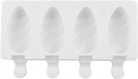 img 2 attached to Create Your Own Fun And Tasty Treats With Homankit'S 4-Cavity Mini Oval Ice Pop Mold Set With 50 Wooden Sticks!